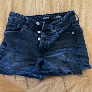 Old Navy Black Jean Shorts High-Waisted Distressed